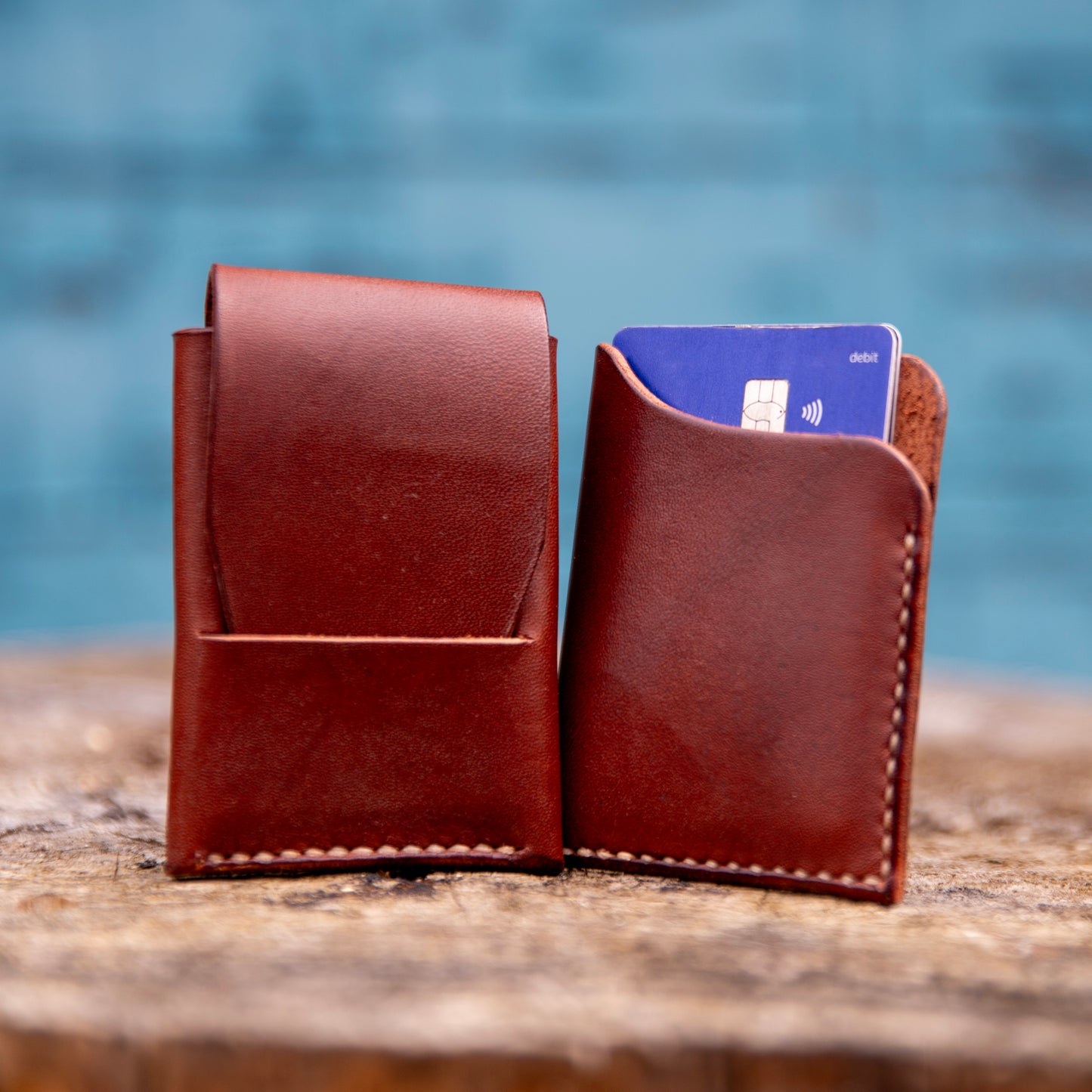 Slim wallet in full grain leather