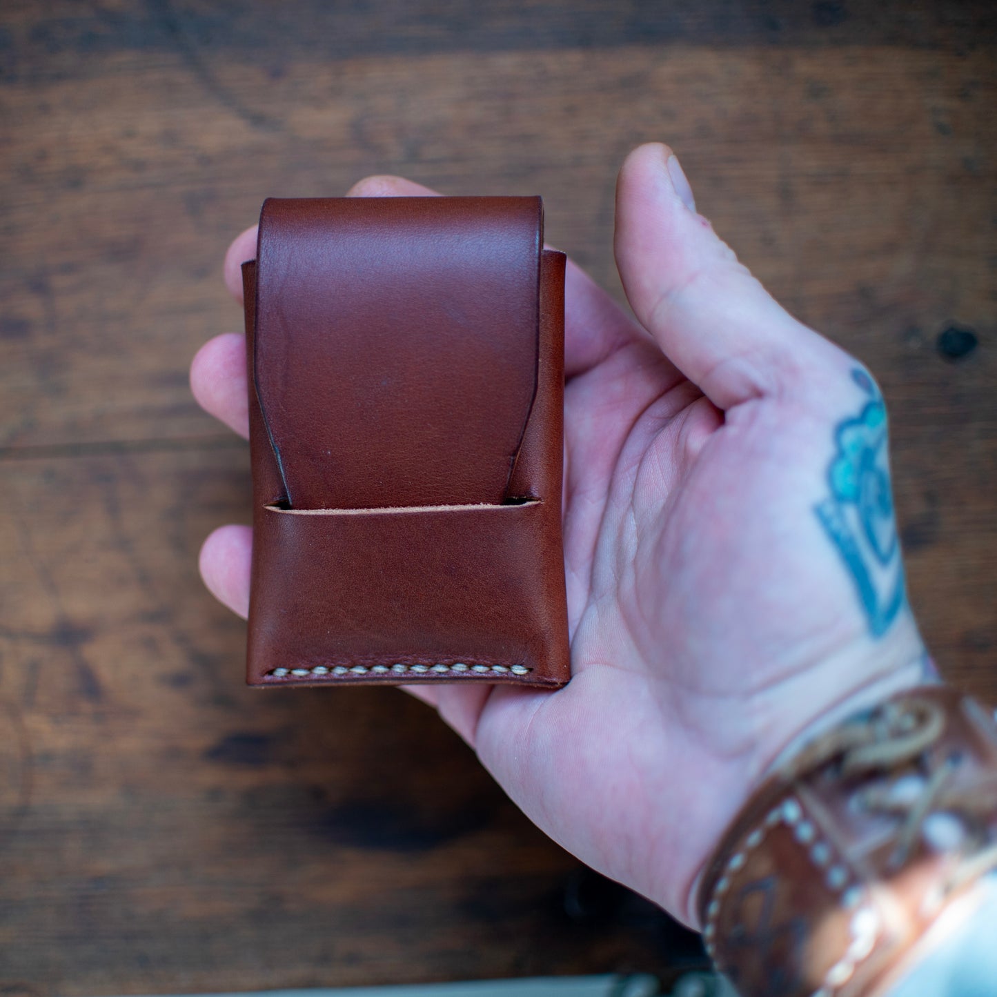 Slim wallet in full grain leather